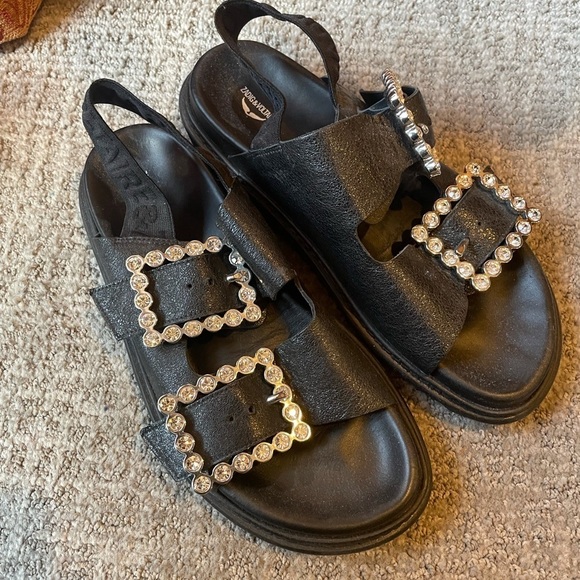 Zadig & Voltaire Alpha Grunge Jewel Buckle Sandals - Picture 9 of 11